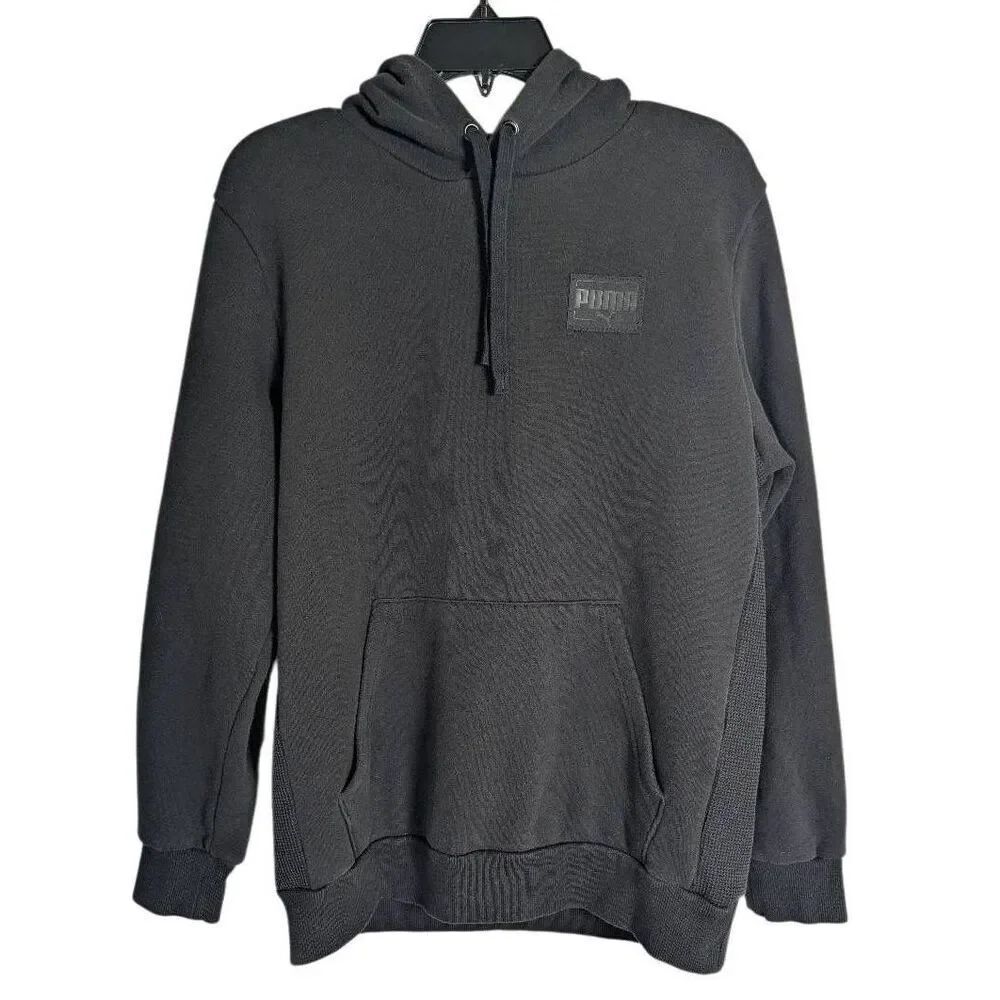 Puma Black cotton fleece lined kangaroo sweatshirt mens M